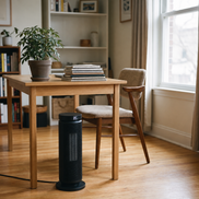 Morven Hearth space heater beside a dining table by a window