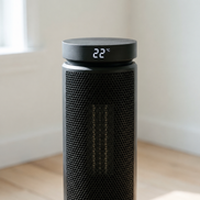 Close view of the Morven Hearth space heater showing its temperature display