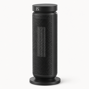 Morven Hearth space heater in black, front view on a plain background
