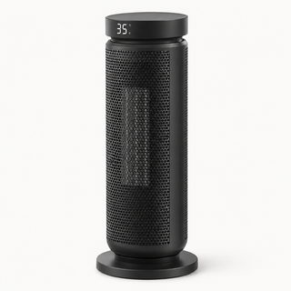 Morven Hearth space heater in black, front view on a plain background