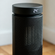 Close view of the Morven Hearth Compact space heater showing its temperature display