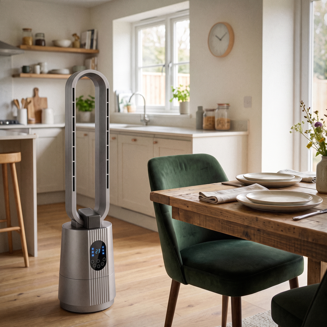 Morven Glide bladeless tower fan in a home setting