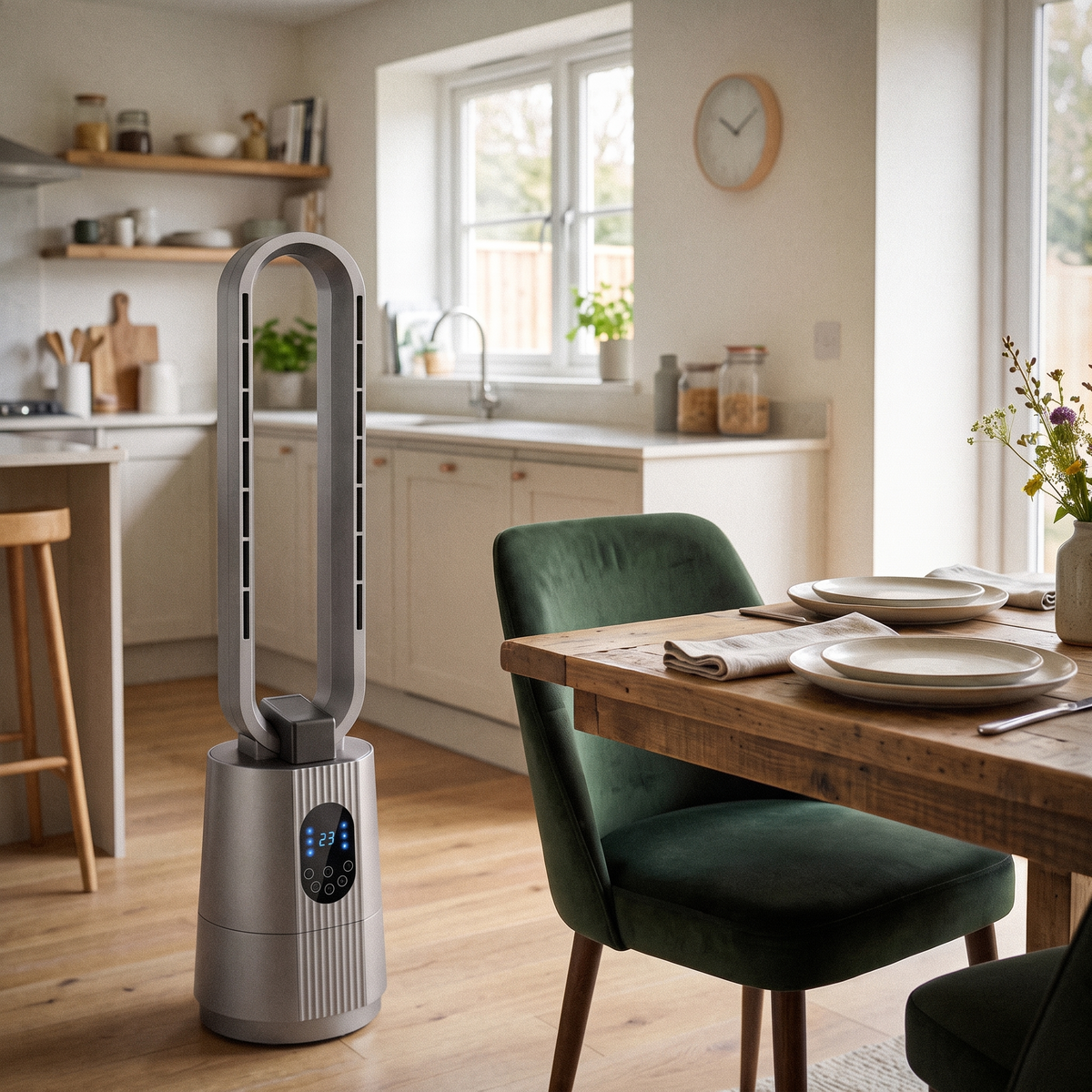 Morven Glide bladeless tower fan in a home setting