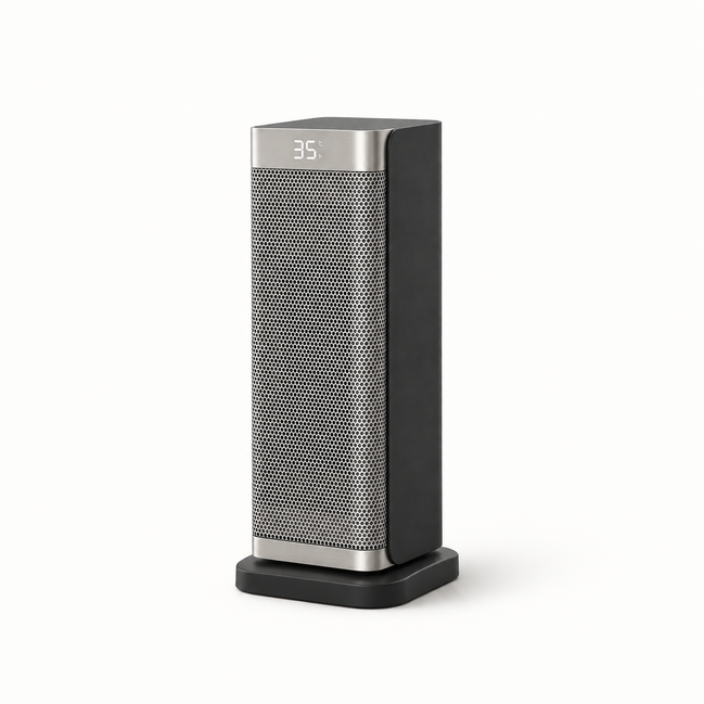 Morven Ingleside space heater in grey, front view on a plain background