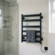 Morven Rail heated towel rail mounted beside a shower enclosure