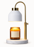 Morven Willow candle warmer lamp in white with a marble base, on a plain background